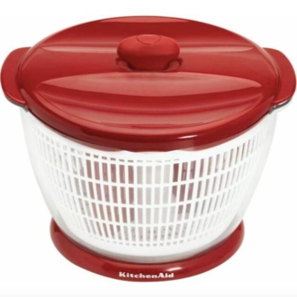 KitchenAid Salad Spinner Red White 6 quart- Spin , Serve and Store